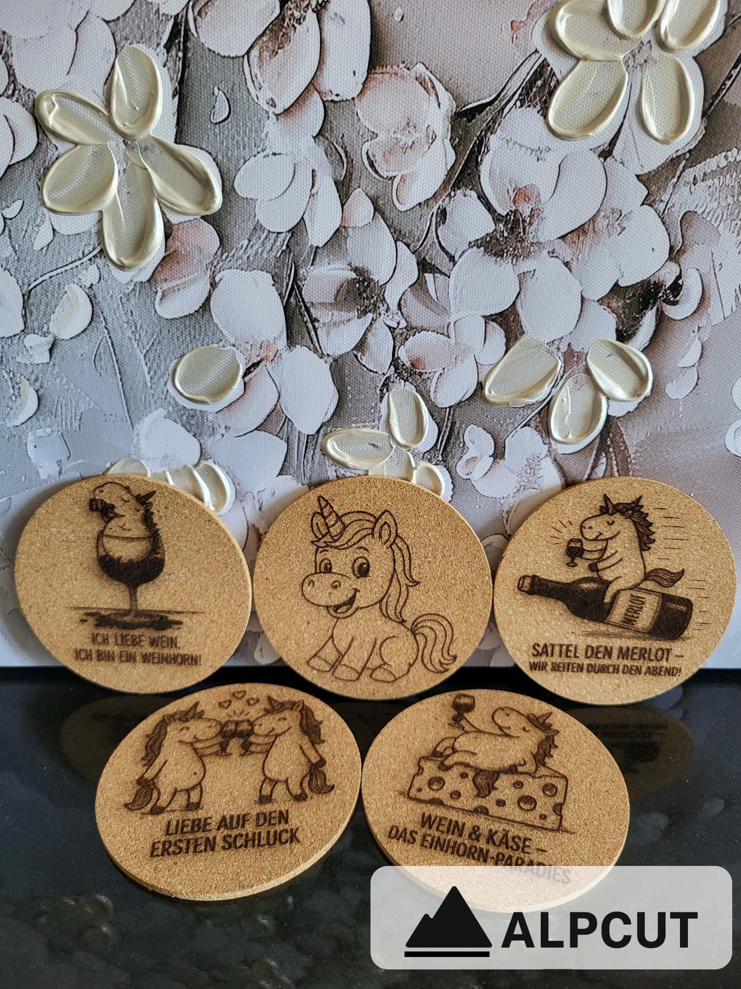 Untersetzer Set Einhorn (Kork)